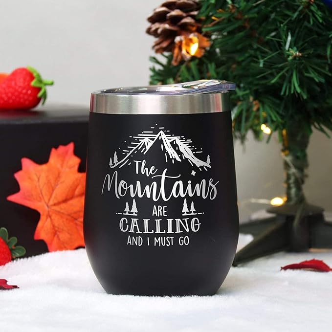 Best Gifts For Outdoor Lovers, The Mountains Are Calling 12oz Tumbler Cup, Gifts For Outdoor Enthusiasts, Mountain Coffee Mug, Climber Hiking Gifts, Mountaineering Camping Gift Ideas