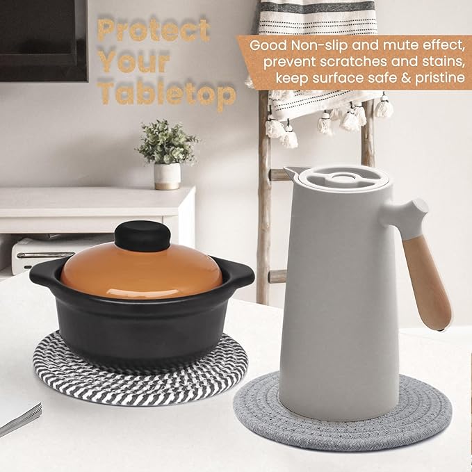 Trivets for Hot Dishes, 8 Inch Trivets for Hot Pots and Pans, Thicken Heat Resistant Trivets for Hot Dishes, Pot Holders for Kitchen, Hot Pads Kitchen Essentials for Countertops, 6 Pcs