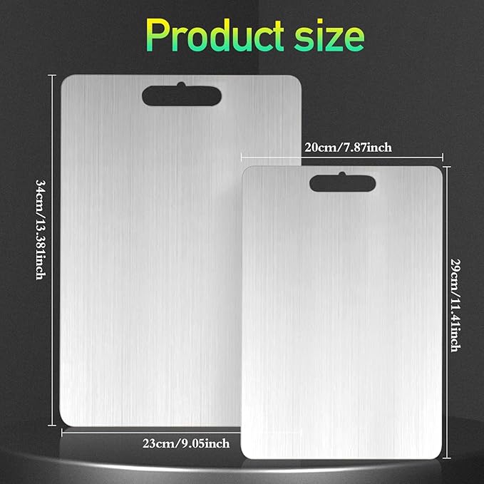 Titanium Cutting Board, 2 Pack Titanium Cutting Boards For Kitchen, 2025 New Double-Sided Food-Grade Titanium Cutting Board For Cutting Meats, Fruits And Vegetables (2pcs：M+L)