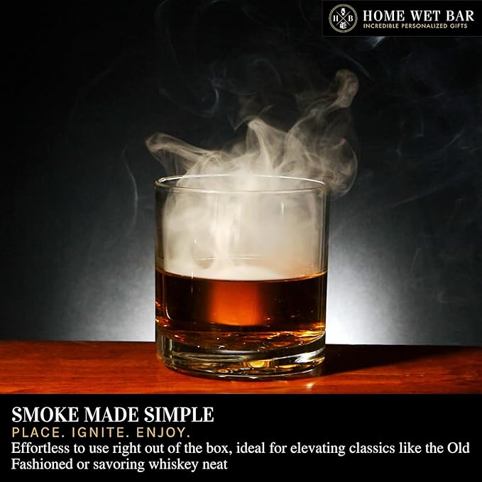 Whiskey Smoker Kit – Premium Black Diamond Cocktail Set with Smoker Top & Oak Wood Chips