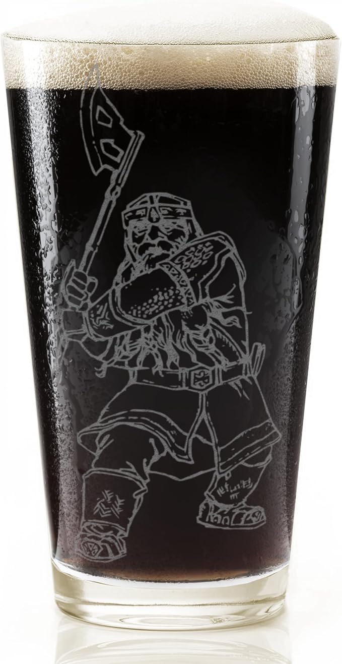 GIMLI Engraved 16oz Pint Glass | Inspired by Tolkien Power Ring and Middle Earth | Great Christmas Gift Idea | Unique Elvish Fantasy Wizard Fantasy Decor!