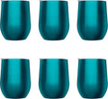 DISCOUNT PROMOS Stemless Wine Glass Tumblers with Lids by Largo 11 oz. Set of 6, Bulk Pack - Perfect for Wine, Cocktails, Other Hot & Cold Beverages - Teal