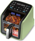Gourmia Air Fryer 7 QT - Easy View Panoramic Window & Interior Light, Guided Cooking with 12 One-Touch Presets, FryForce 360, Dishwasher Safe Accessories, Green