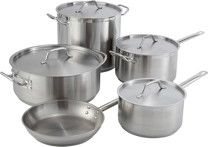 Winware Stainless Steel 16 Quart Stock Pot with Cover, Silver