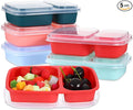 Honeydak 5 Pack Lunchable Snack Containers 2 Compartment Divided Bento Snack Boxes Reusable Meal Prep Containers with Lids Lunch Food Storage Box for School Work Travel(Melon Color)