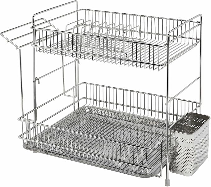 Acro 2-Tier Dish Rack (Stainless Steel, 15.7" H x 16.1" W x 12.9" D)