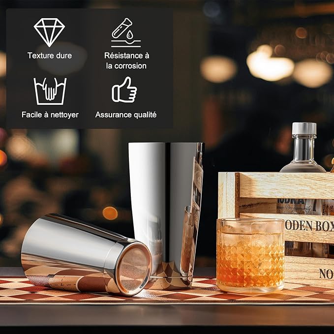 WOTOR Boston Cocktail Shaker Set, 18 oz & 28 oz Stainless Steel Weighted Shaker Tins, Metal Martini Shaker Drink Mixer for Bartending, professional Bar Tools for Bartender