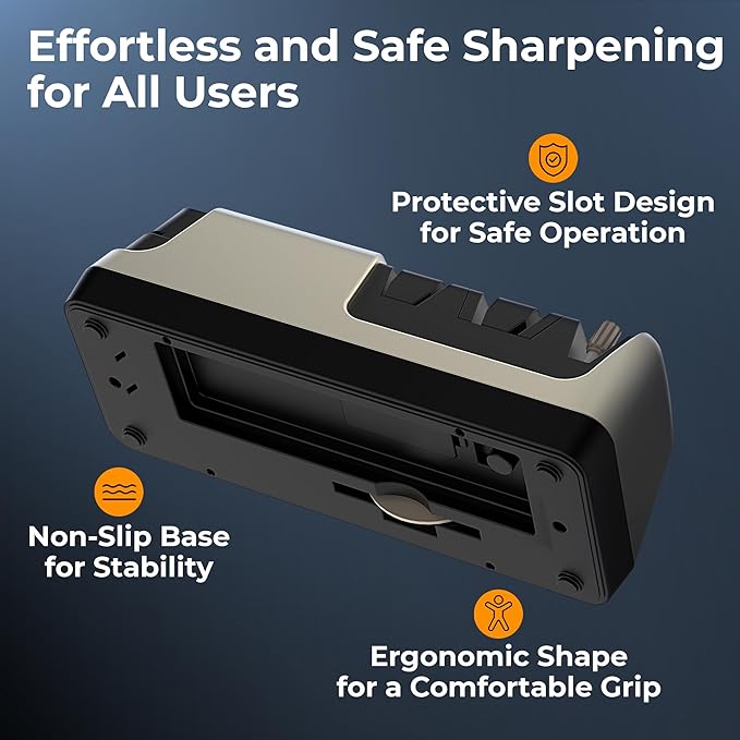 Electric Knife Sharpener for Kitchen Knives, LCD Display, 5-in-1Professional Knife Sharpener with Adjustable Speed, Diamond Wheel & Ceramic Rod, Gold