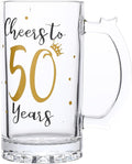 50th Birthday Gift，Men and Women Cheering 50th Birthday Beer Mugs，Cheers to the 50th Anniversary Beer Glass，50th Birthday Party Wedding Anniversary Decorative Gift, 18 Ounce (Cheers to 50 Years)