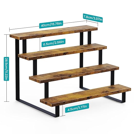 ELITEROO Wood Tiered Display Stand, 4 Tier Display Stands for Vendor Events, Retail Craft Show Display Risers, Table Top Market Display Shelf for Perfume Candles Tumbler Figures Makeup, Straight