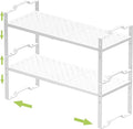 Expandable Shelf for Cabinet Organizer Adjustable Stackable Spice Rack at Kitchen and Bathroom More, Counter Countertop Cupboard Organization Pantry Storage, (2 Packs/White, Large)