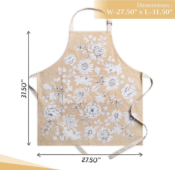 Maison d' Hermine 100% Cotton Apron for women with Pocket Kitchen Chef Apron for Men Cooking Gardening Server Waitress