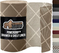 GORILLA GRIP powerGRIP Drawer Shelf and Cabinet Liner, Thick Strong Hold, Non-Adhesive Liners Protect Kitchen Cabinets and Cupboard, Bathroom Drawers, Easy Install, Breathable Mat, 12" x20', Beige