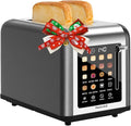 2 Slice Toaster Touch Screen, Stainless Steel Toasters Digital Timer 2 Slot Toasters, 8 Shade Settings 6 Bread Types for Bagel, Cancel, Defrost (Grey)