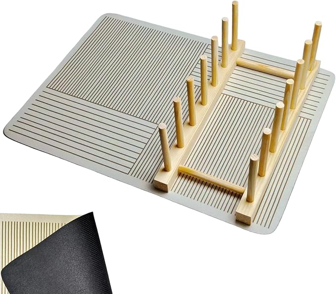 Wooden Dish Rack with Dish Drying Mat Kitchen Counter, Silicone mat Dish Drying Rack