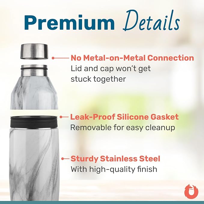SNOWFOX Premium Vacuum Insulated Stainless Steel Cocktail Shaker, Home Bar Accessories, Elegant Drink Mixer, Leak, Proof Lid With Jigger & Built, In Strainer, Dark Walnut, 22oz.