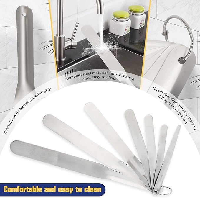 958-G01 Streamline Caulking Spatula 7-Piece Set,Spatula Tip Widths from 3/8” To 1-1/2”,Multifunctional Stainless Steel Caulking Tool (Pack Of 7)