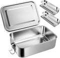 Leonyo 47oz 18/10 Stainless Steel Lunch Box, 1400ml Metal Bento Box for Adults with 2 Dividers, Leak-Proof Bento Snack Containers for Women Man, Dishwasher Safe, Oven Safe Except for Lid