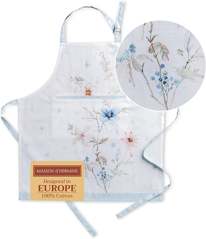 Maison d' Hermine 100% Cotton Apron for women with Pocket Kitchen Chef Apron for Men Cooking Gardening Server Waitress