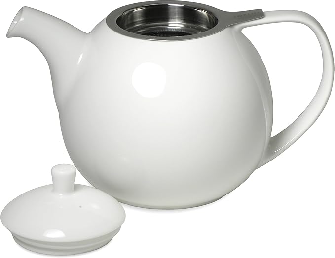 FORLIFE Curve Teapot with Infuser, 45-Ounce, White