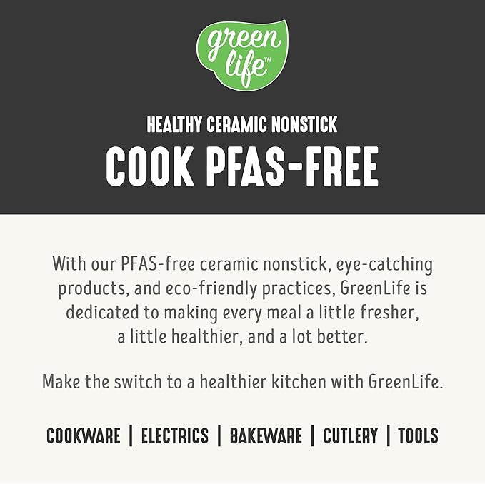 GreenLife 8 Piece Ceramic Nonstick Cookware Set, Induction Suitable Non Toxic PFAS-Free Pots & Pans, Dishwasher Safe, Cooking Set, Stock Pot, Saucepans & Frying Pans, Kitchen Cooking, Granite Black