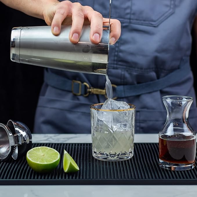 Professional Cocktail Shaker Set Bartending Kit: Weighted Boston Shaker Tins, Hawthorne Strainer and Japanese Jigger