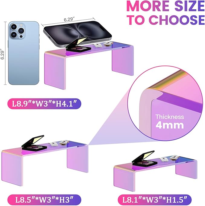 Iridescent Acrylic Display Riser, 6 Pc Acrylic Risers for Display for Food Risers Dessert Cupcake, Jewellery, Collectibles, Puppets, Anime Characters, Characters acrylic risers