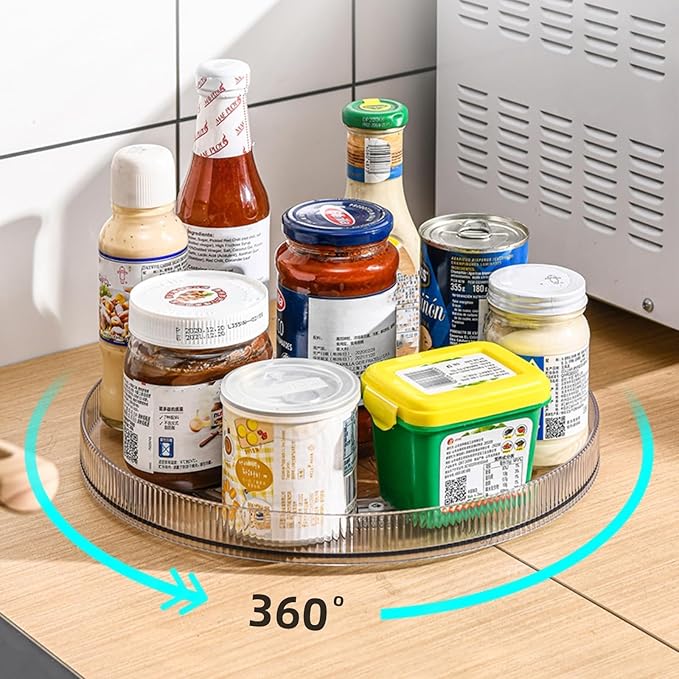 9 Inch Clear Acrylic Lazy Susan Turntable Organizer, Lazy Susan Spice Rack for Kitchen, Pantry Refrigerator,Vanity Bathroom,Spice Rack,Makeup Storage,Cabinet Countertop Organizing.