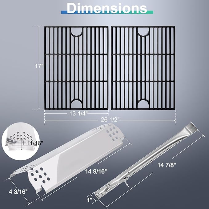 Grill Grease Tray Replacement Parts for Nexgrill 720-0888S, 720-0830X, Adjustable Drip Pan, Cooking Grid Grates, Heat Plates, Burner Tubes and Igniters Kits for Nexgrill 5 Burner & Nexgrill 4 Burner.