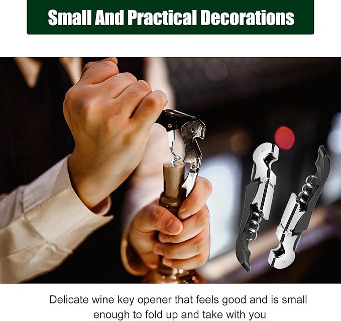 6 Pieces wine key wine opener Professional Waiter Corkscrews Stainless bottle opener Fold Serrated Foil Cutter Key for Family, Company Party,Bars,Restaurants(black)