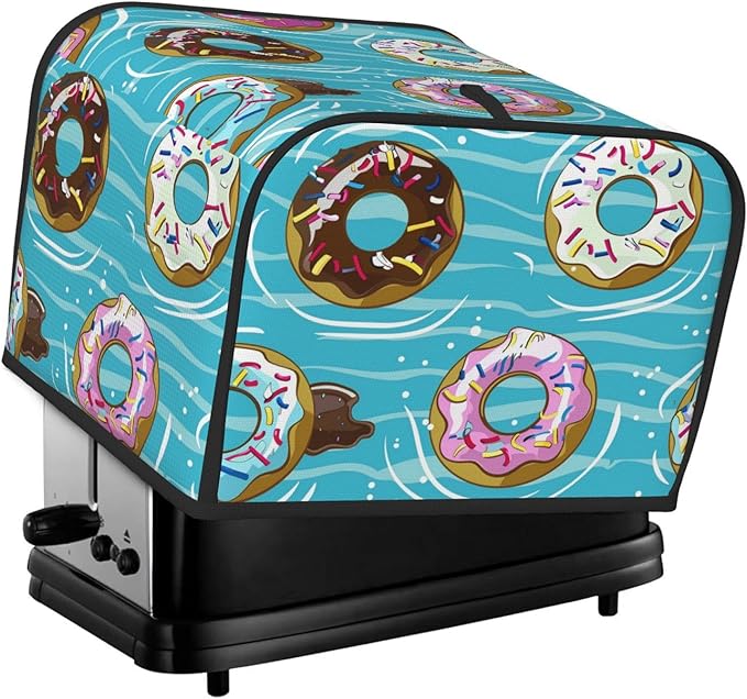 Cartoon Donut 4 Slice Toaster Cover Wide Slot Dustproof Bread Maker Cover Fingerprint Bakeware Protection Kitchen Appliance Cover Toaster Bag