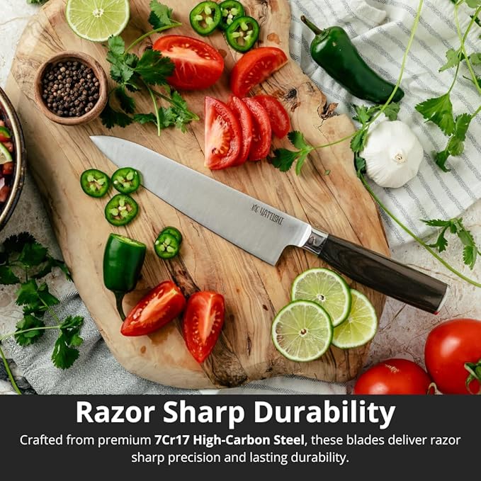 Yatoshi Kitchen Knife Set - 3 Piece, Ultra Sharp High Carbon Stainless Steel, Full Tang