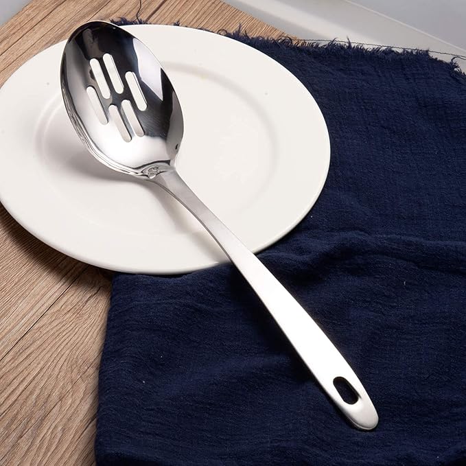 IMEEA Large Slotted Spoon Stainless Steel Serving Spoon for Cooking, 12.8-Inch