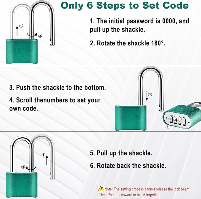 2pcs Combination Lock, 4-Digit Heavy Duty Combo Lock, Combination Padlock Outdoor Waterproof Gate Locks for Outdoor Fence, Locker, Sheds, Gym, Gate Hasps (2pcs, Long Shackle, Green)