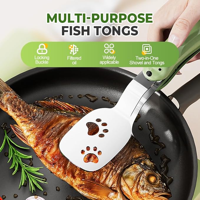 2-in-1 Non-Slip Durable Spatula Tongs,2026 New Kitchen Cooking Tongs Egg Flipper Spatula,Stainless Steel Barbecue Clamp Food Flip Shovel Clip for Steak Fish Bread Pizza,Home Cooking Tool ﻿ (MiX)