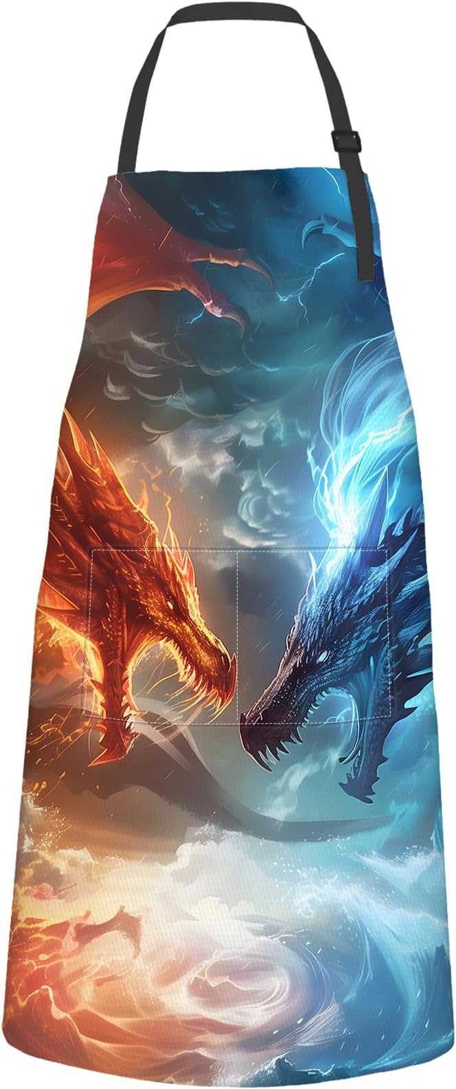 Dragon Apron,Oxford Fabric Adjustable Kitchen Apron with 2 Pockets,Waterproof Cooking Aprons for Men Women Mom Wife Dad,Ideal Gifts for Coffee House,Shop,Baking,BBQ,Housewarming,28x33in