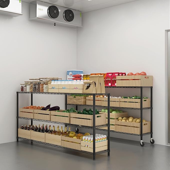 Karl home 6-Tier Adjustable Metal Storage Shelves, Wire Shelving Unit with Wheels & Leveling Feet, Heavy Duty Garage Shelving, Pantry & Kitchen Display Shelf Organizer, Home Storage Rack