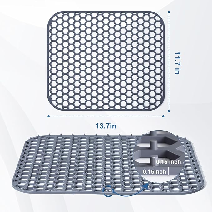 2 Pack 13.7"x 11.7" Silicone Kitchen Sink Protector Mat - Kitchen Sink Grid Accessory, Non-Slip Heat Resistant Sink Grid Dry Mat for Bottom of Porcelain Stainless Steel, Dishwasher Safe
