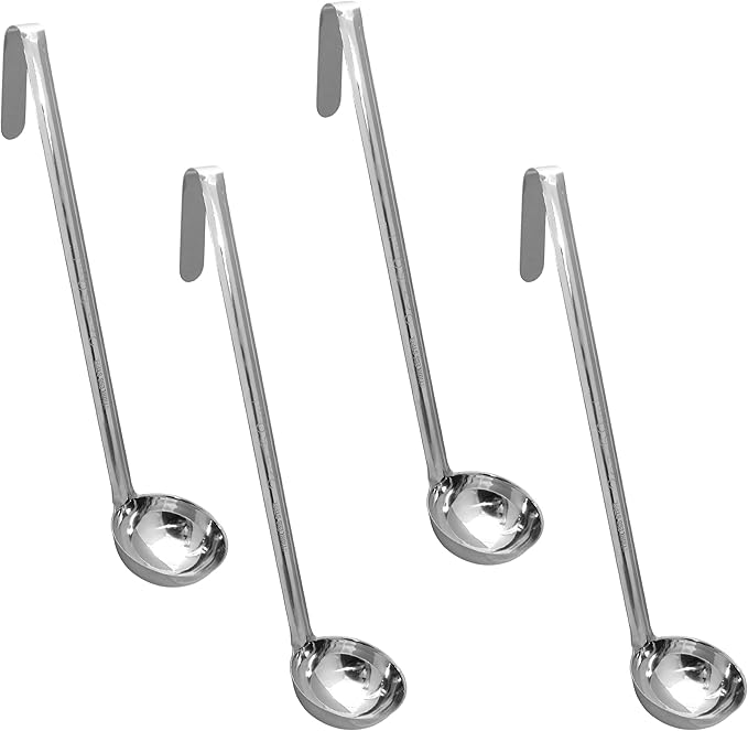 Stainless Steel Sauce Ladles - 2 Ounce Size with Long Handle, Set of 4