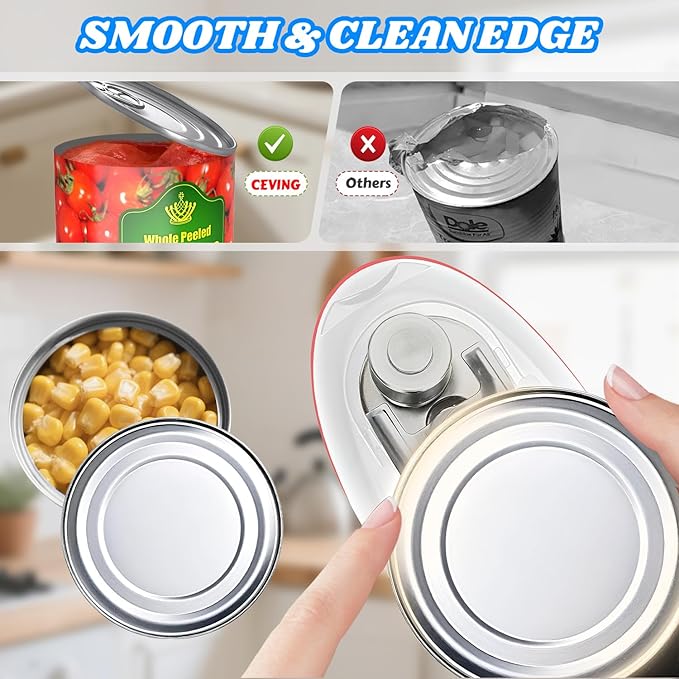 USB Rechargeable Electric Can Opener – Battery Operated, One Touch Automatic Operation, Magnetic Lid Holder & Smooth Edge Cutting, Cordless & Easy to Use for Seniors, Works with All Standard Cans