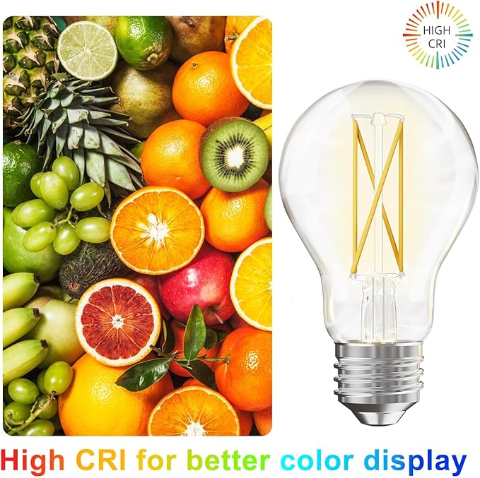 TJOY 6 Pack A19 Vintage LED Edison Bulbs, Dimmable Light Bulb 60W Equivalent, High Brightness 5000K Daylight, Ultra-Bright, 8W E26 Standard Base, 800Lumens, CRI80+, Clear Glass Filament Bulb for Home