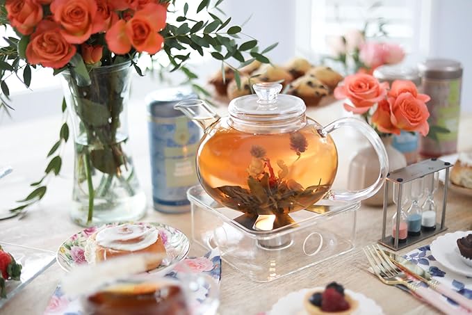 Teabloom Pure Connoisseur Heatproof Glass Teapot And Infuser With Microdots For Loose-Leaf Teas - 34 Ounces (Flexible 4+ Cup Capacity)