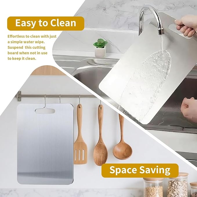 Titanium Cutting Boards for Kitchen, Pure cut Titanium Cutting Board Double Sided Cutting Boards - Easy to Clean for Kitchen Outdoor Camping，Dishwasher Safe, Food Grade Quality (18''L x 12''W)