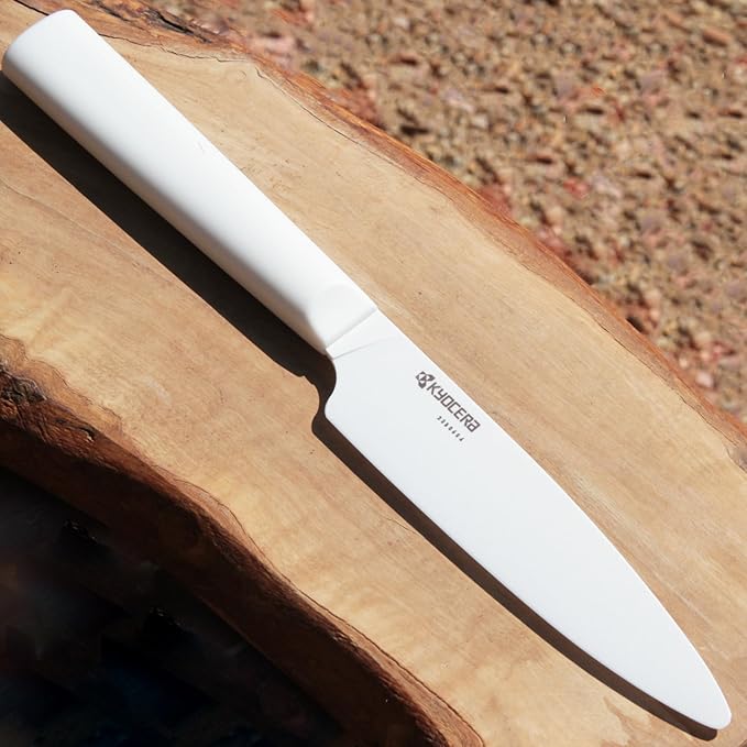 Kyocera INNOVATIONwhite 4.5" Ceramic Utility Knife - White Z212 Blade with Non-Slip White Handle