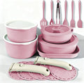 24 Pcs pots and pans set,pots and pans set non stick,Oven-safe and dishwasher-safe,PFAS/PFOA Free,Induction Dishwasher Oven Safe cookware set (Pink)