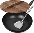 13.4 Inch Carbon Steel Wok For Electric, Induction and Gas Stoves (Lid, Spatula and User Guide Video Included)