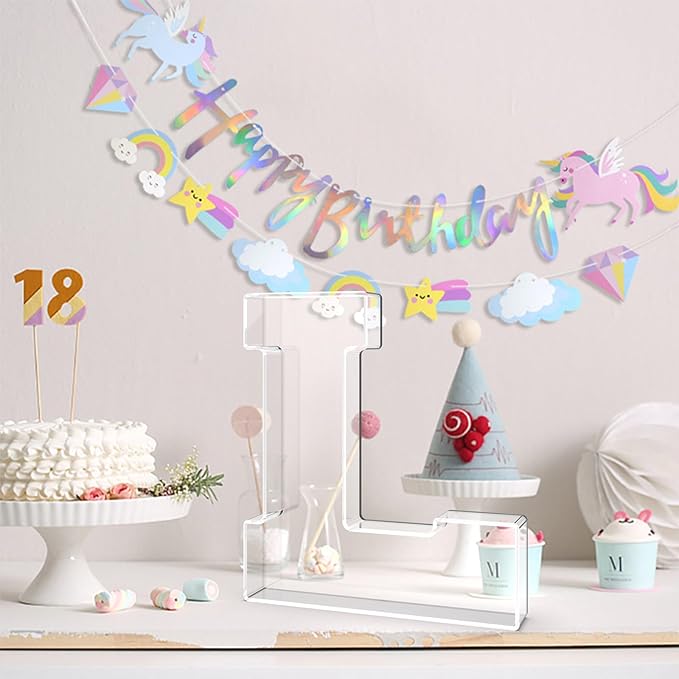 11" Acrylic Letter Charcuterie Tray, Charcuterie Letters Fillable Box for Food, Reusable Serving Cake Candy Dish Display Tray for Birthday Anniversary Party Decoration (Letter L)