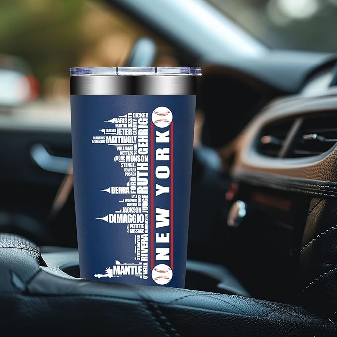 BIRGILT Legends New York Baseball City Skyline Gifts - Baseball Gifts for Men, Christmas, Father's Day, Birthday Gifts for Fans - Tumbler Cup 20oz