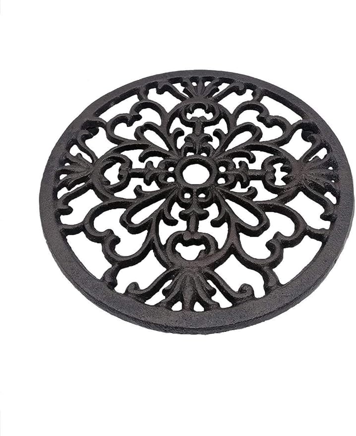 Comfy Hour Antique and Vintage Collection Cast Iron Round Trivet 7" D Black