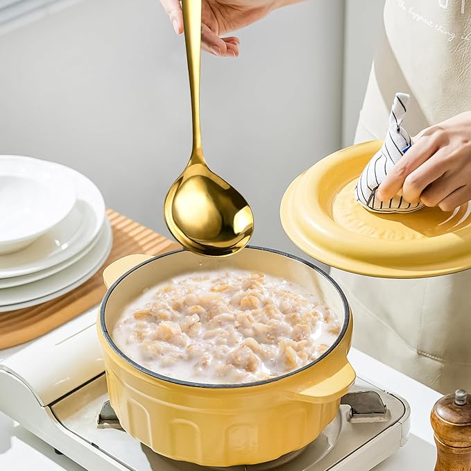 4 Piece 1 oz Gold Small Ladle, 8 Inch 304 Stainless Steel Soup Ladle for Serving, Gravy Spoon for Sauces, Dishwasher Safe